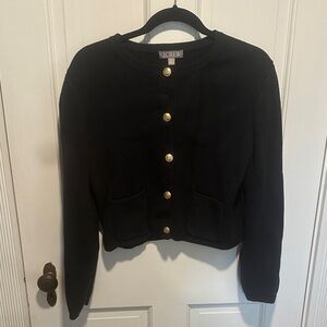J. Crew Black Cardigan Sweater with Gold Buttons M